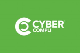 cybercompli logo, whiteout on green background