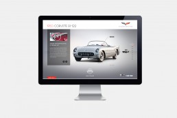 Desktop monitor showcasing a 1953 White Vintage Chevrolet Corvette EX-122, Interior