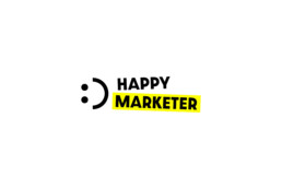Full colour Happy Marketer Logo on white background created by branding agency DBC Creative Agency